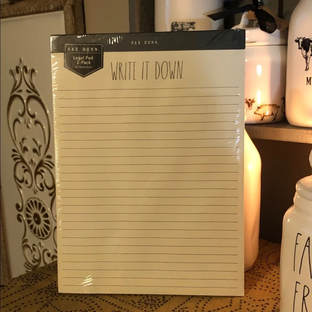 Rae Dunn WRITE IT DOWN/TAKE NOTE Legal Pad 2-Pack